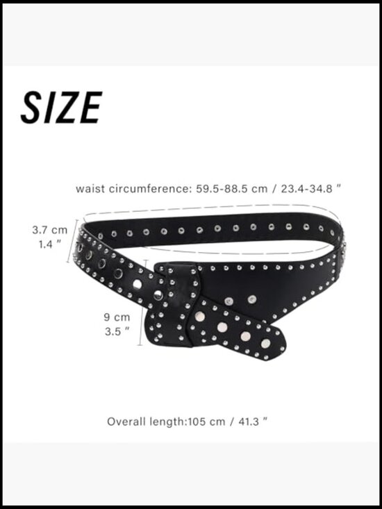 Vintage Punk Leather Cinch Belt Chunky Metal Buckle 80s Goth Costume Western main image 5